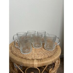 Vintage Arcoroc Canterbury Floral Glass Coffee Mugs - Set of‎ 6